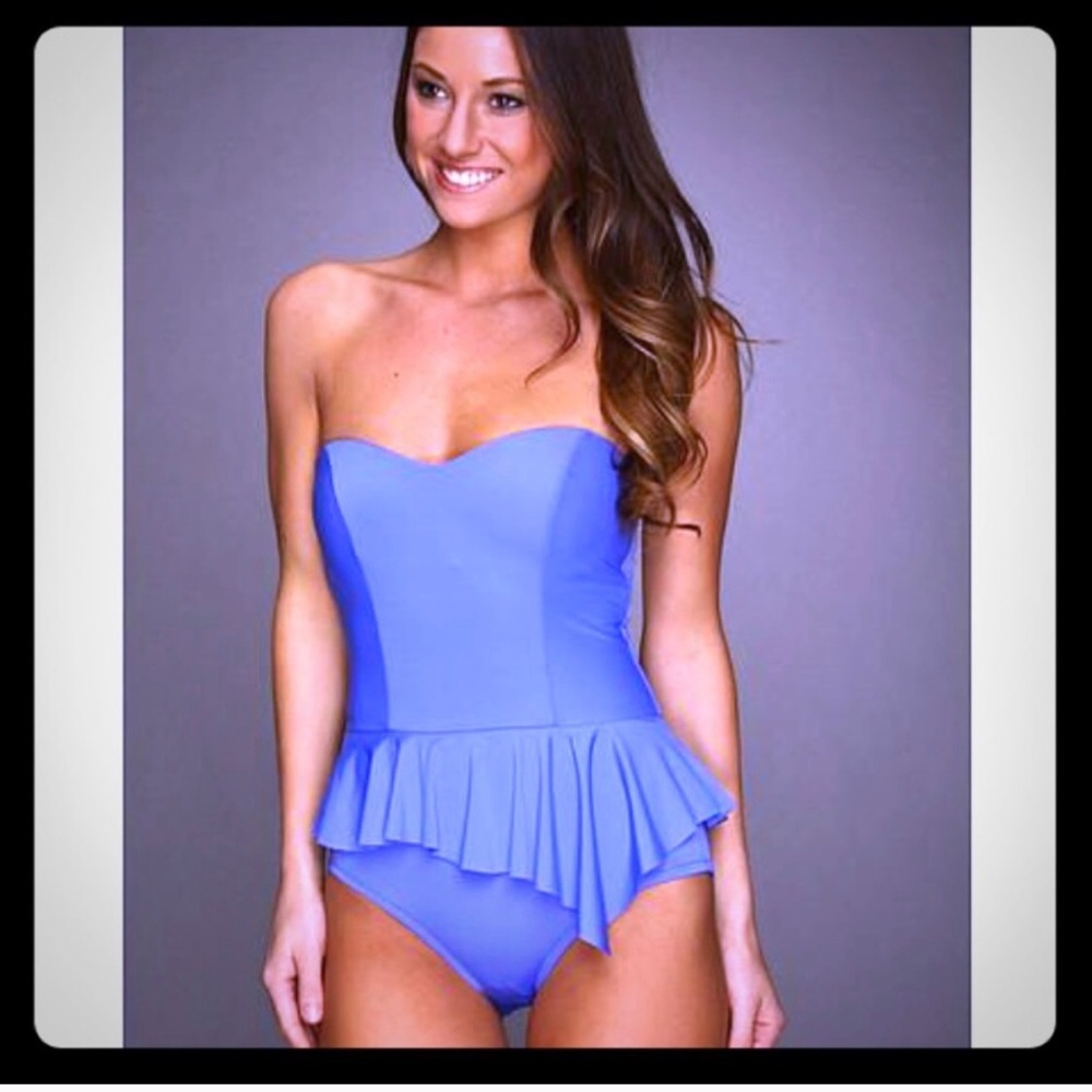 Badgley Mischka Peplum One Piece Bathing Suit